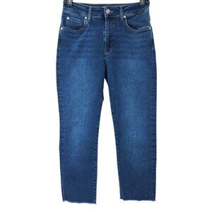 Mavi Jeans Cropped Capri Frayed Hem Size 27 Stretch Mid Rise Dark Wash Skinny